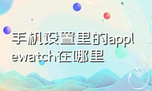 手机设置里的applewatch在哪里（手机设置里的通用在哪里怎么找）