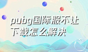 pubg国际服不让下载怎么解决