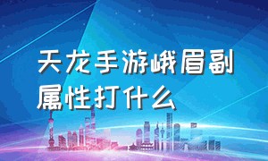 天龙手游峨眉副属性打什么（天龙手游峨眉什么指点伤害高）