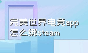 完美世界电竞app怎么绑steam（手机完美世界电竞怎么绑定steam）