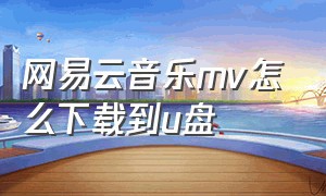 网易云音乐mv怎么下载到u盘（网易云音乐mv怎么下载到u盘）