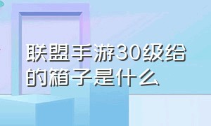 联盟手游30级给的箱子是什么