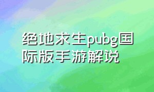 绝地求生pubg国际版手游解说