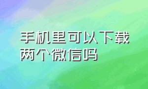 手机里可以下载两个微信吗（如何安装两个独立微信）