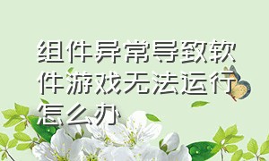 组件异常导致软件游戏无法运行怎么办