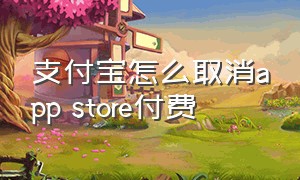 支付宝怎么取消app store付费（app store怎么换付款方式为支付宝）