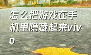 怎么把游戏在手机里隐藏起来vivo