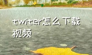 twiter怎么下载视频