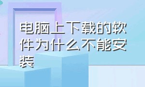 电脑上下载的软件为什么不能安装（电脑上下的软件怎么彻底删除）