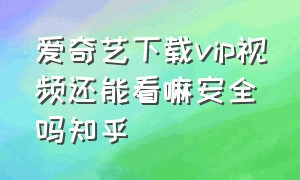 爱奇艺下载vip视频还能看嘛安全吗知乎