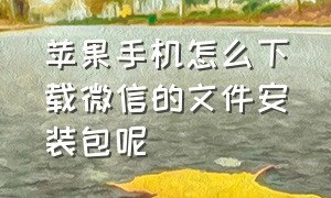 苹果手机怎么下载微信的文件安装包呢