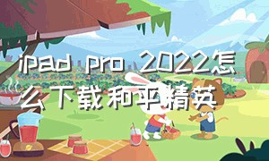ipad pro 2022怎么下载和平精英（ipad pro怎么下载和平精英不要钱）