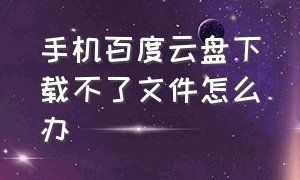 手机百度云盘下载不了文件怎么办