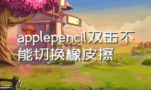 applepencil双击不能切换橡皮擦