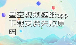 星空视频壁纸app下载安装失败原因