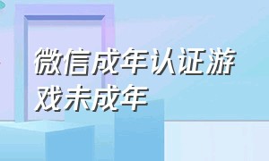 微信成年认证游戏未成年