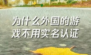 为什么外国的游戏不用实名认证（外国人玩国内游戏怎么实名认证）