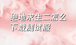 绝地求生二怎么下载测试服（绝地求生怎么下载手机版）