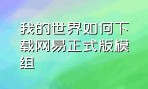 我的世界如何下载网易正式版模组