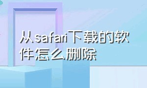 从safari下载的软件怎么删除（怎么删除safari浏览器下载的东西）