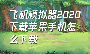 飞机模拟器2020下载苹果手机怎么下载