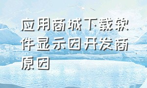 应用商城下载软件显示因开发商原因（应用商城下载了软件安装不上去）