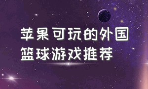 苹果可玩的外国篮球游戏推荐