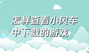 怎样查看小风车中下载的游戏（开通游戏小手柄能开通小风车吗）