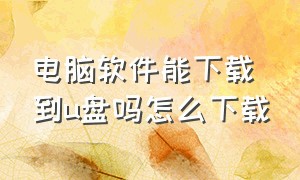 电脑软件能下载到u盘吗怎么下载（电脑上的软件怎么下载在u盘上）