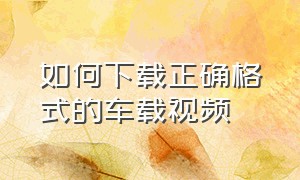 如何下载正确格式的车载视频