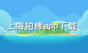 上海拍牌app下载（上海拍牌软件下载）