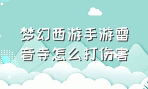 梦幻西游手游雷音寺怎么打伤害（梦幻西游手游网易官方正版）