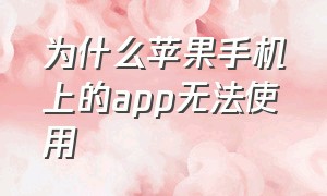 为什么苹果手机上的app无法使用