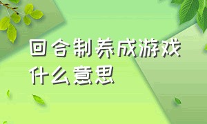 回合制养成游戏什么意思