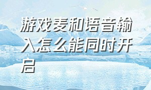 游戏麦和语音输入怎么能同时开启