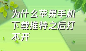 为什么苹果手机下载推特之后打不开（推特打不开苹果解决办法）