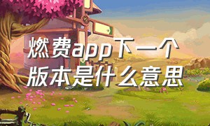 燃费app下一个版本是什么意思（燃费app新名字）