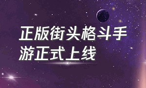 正版街头格斗手游正式上线