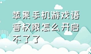 苹果手机游戏语音权限怎么开启不了了