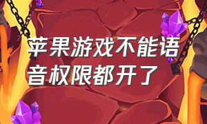 苹果游戏不能语音权限都开了