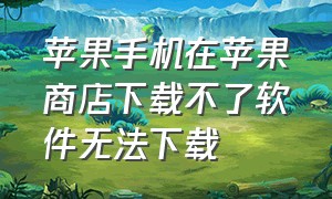 苹果手机在苹果商店下载不了软件无法下载