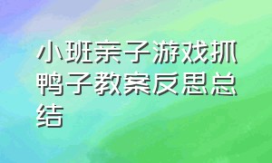 小班亲子游戏抓鸭子教案反思总结（小班亲子游戏抓鸭子教案反思总结与评价）