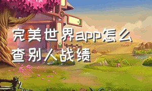 完美世界app怎么查别人战绩（完美世界竞技平台聊天记录怎么删）