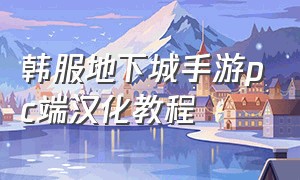 韩服地下城手游pc端汉化教程（韩服地下城与勇士手游怎么汉化）