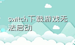 switch下载游戏无法启动