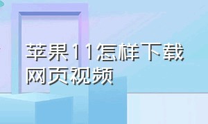 苹果11怎样下载网页视频（苹果11初次怎么下载软件免费的）