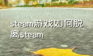 steam游戏如何脱离steam