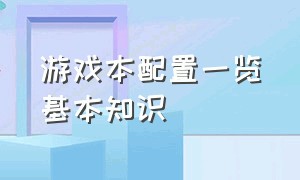 游戏本配置一览基本知识