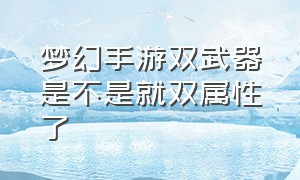 梦幻手游双武器是不是就双属性了