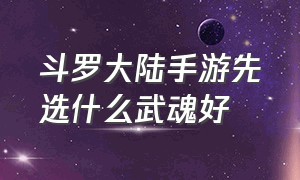 斗罗大陆手游先选什么武魂好（斗罗大陆手游武魂觉醒2选哪个武魂）